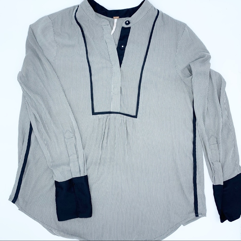 Free People soft Black white blouse Size SM